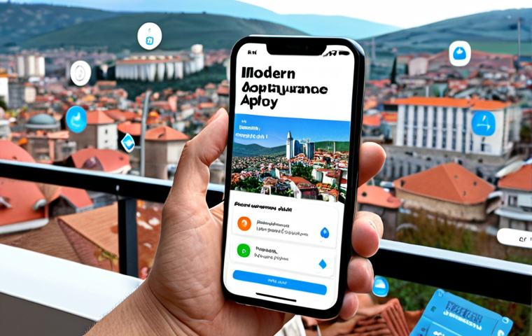 **

Prompt: "Modern digital health insurance app interface on a smartphone, showcasing customizable policy options and transparent cost breakdowns, set against a backdrop of the Kosovo cityscape."

**