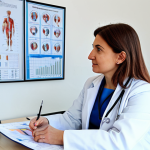 Doctor's Office Consultation**

"A friendly female doctor in a professional white coat, fully clothed and wearing modest attire, consults with a patient in a clean, modern doctor's office in Pristina, Kosovo. The office features medical charts and equipment. Safe for work, appropriate content, professional, perfect anatomy, correct proportions, natural pose, well-formed hands, proper finger count, natural body proportions, high quality."

**