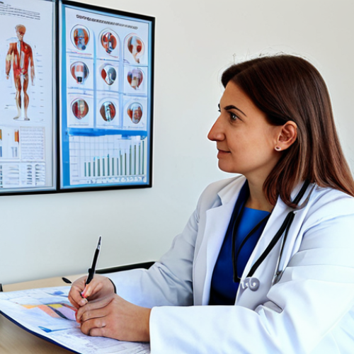 Doctor's Office Consultation**

"A friendly female doctor in a professional white coat, fully clothed and wearing modest attire, consults with a patient in a clean, modern doctor's office in Pristina, Kosovo. The office features medical charts and equipment. Safe for work, appropriate content, professional, perfect anatomy, correct proportions, natural pose, well-formed hands, proper finger count, natural body proportions, high quality."

**