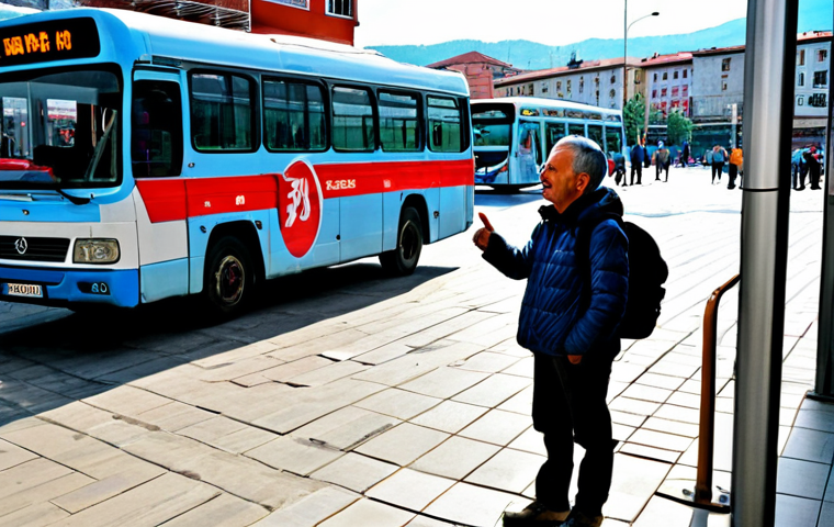 코소보 대중교통 이용법 - **Image Prompt 1: "Scenic Intercity Bus Ride in Kosovo"**
    A bright, clean but not overly modern ...
